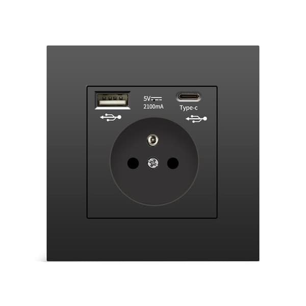 Wall Outlet with USB and Type-C, 5V 2.1A Charging Socket for Smartphones and Tablets