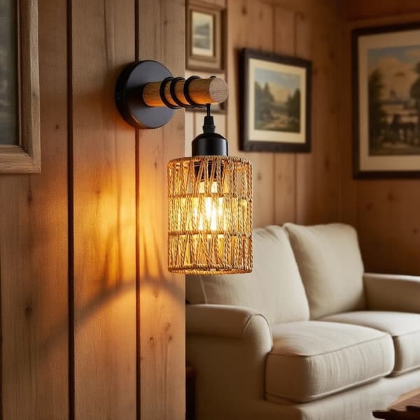 Retro Vegglampe, Smijern og Rotting, Gårdshusstil, E27 Sokkel, Varmt Lys