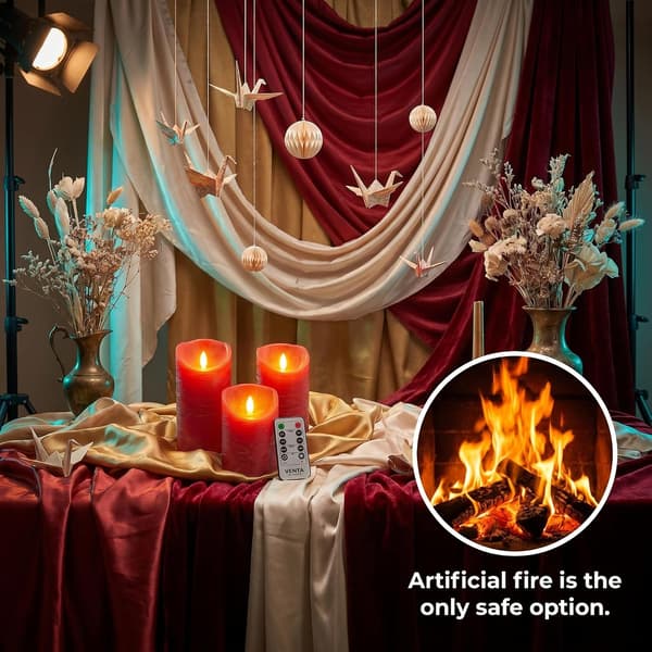 3-pack flameless LED candles 4/5/6 inches, remote control, timer and adjustable brightness, flickering flame for decoration Red Rechargeable