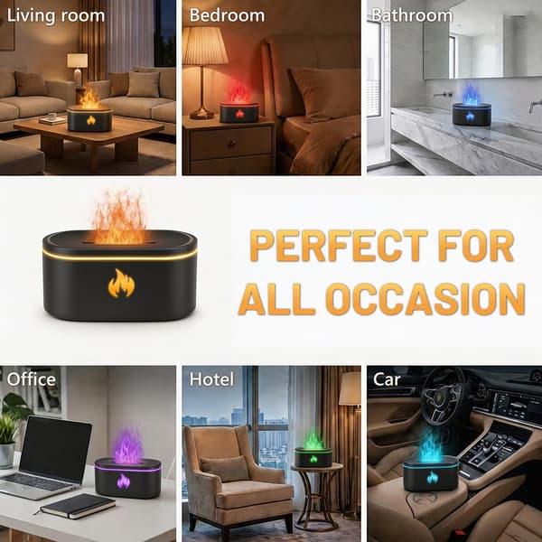 Eterisk Oljediffuser, Mini Aromadiffuser & Luftfuktare, 7 LED-lampor, Svart