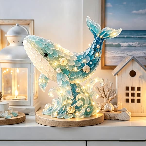 3D Havsglas Julgranssats D - LED Träbas DIY Julpyssel Style 4