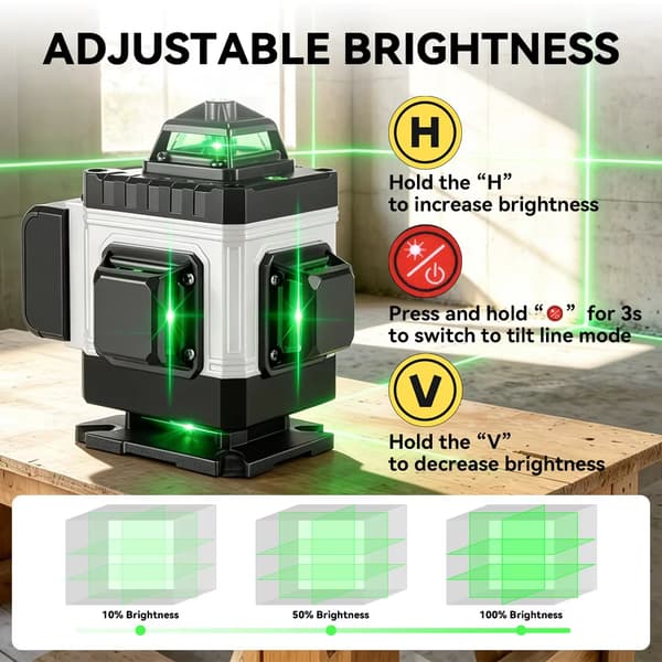 Smart APP-styrd lasernivå - 16 linjer, 360° självnivellerande, 2 batterier ingår S1