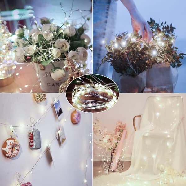 10M Uppladdningsbar LED-slinga 1-pack - Kallvit Timer Glittrande för julbröllop White 1 PC-10 meters