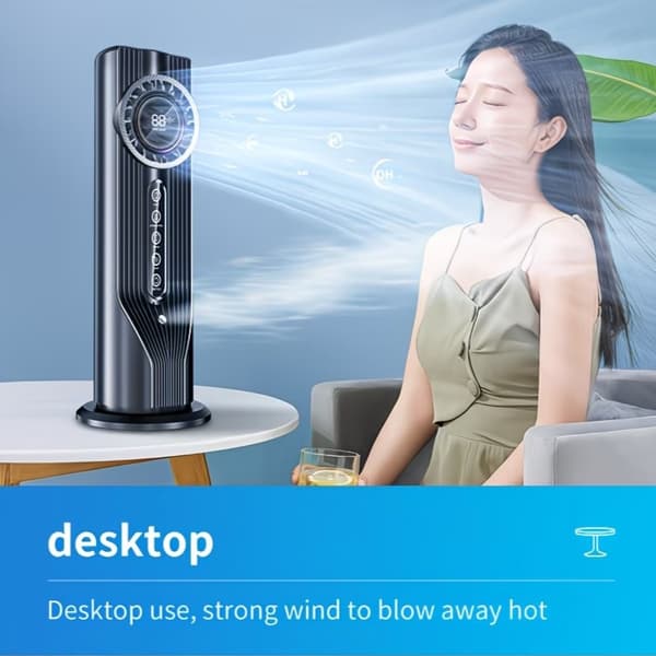 3-i-1 Fordampende Bærbar Aircondition 100 ml Mini AC, 6 Hastigheder, 6 timers timer, Stille USB Skrivebordskøleventilator til Hjemmekontorbrug