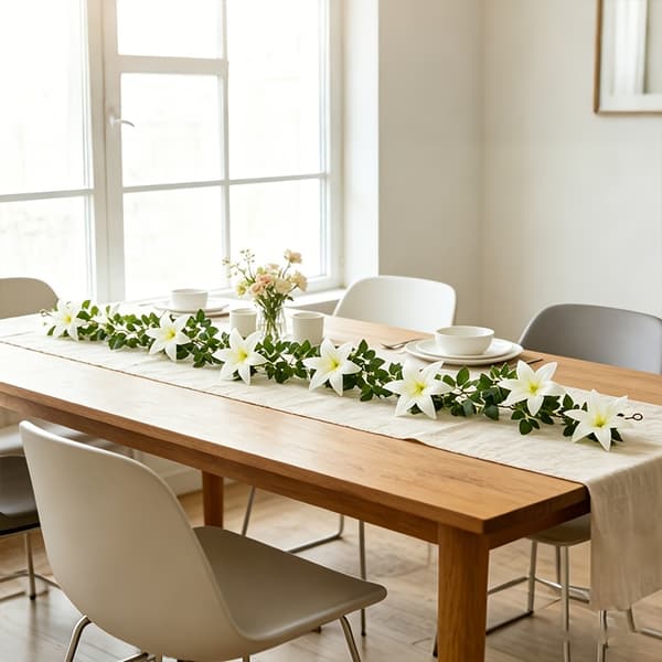 Kunstig blomsterguirlande - Roser og liljeranke til bryllupsbue festindretning