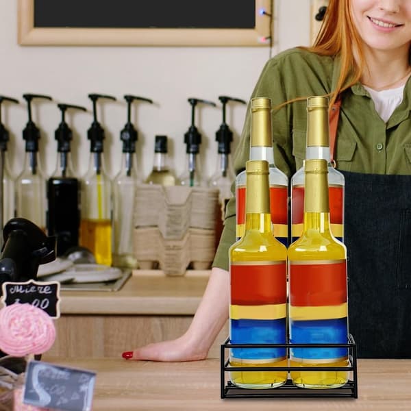 4 pullon siirappi-/viiniteline – työtason järjestelijä kahvibaariin ja keittiöön 4 bottles