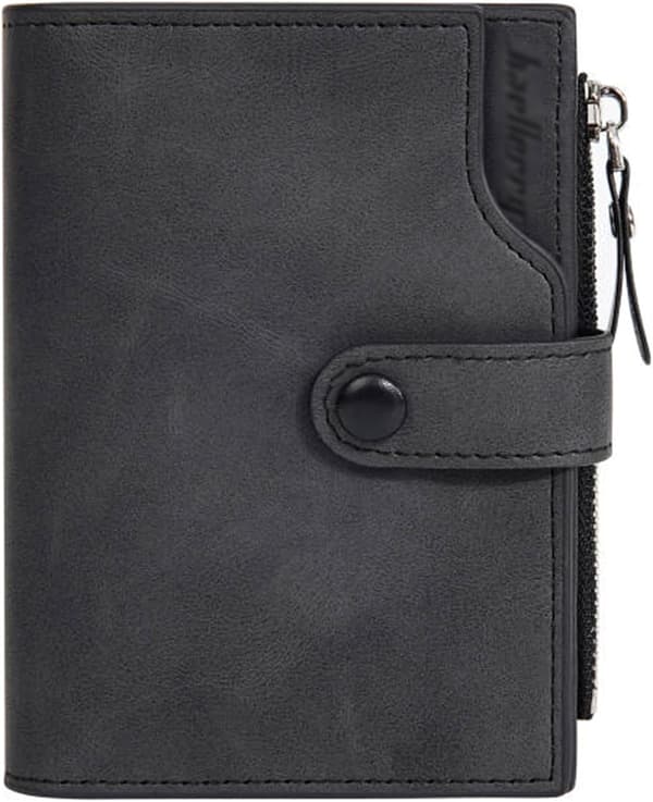 Large Men's Leather Wallet with RFID Protection, 15 Card Slots, 2 ID Windows, and Practical Trifold Design Black