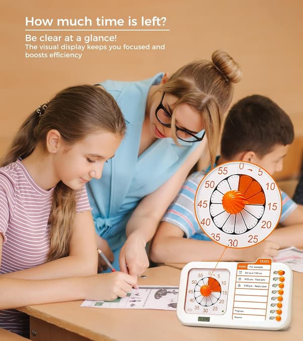 Visual Timer for Children and Adults, Planning Board with Checklist and Daily Schedule, ADHD Tool for Home and School Pink