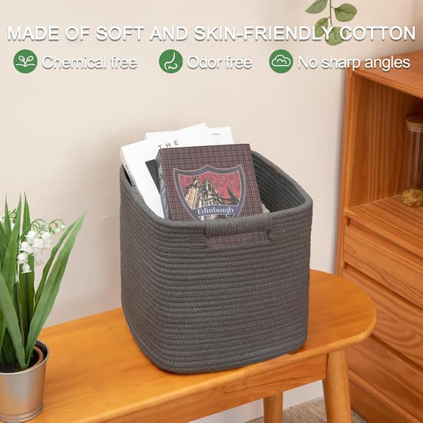 Cube basket 27cm cotton rope 3 pcs – grey color 5 3 Pack
