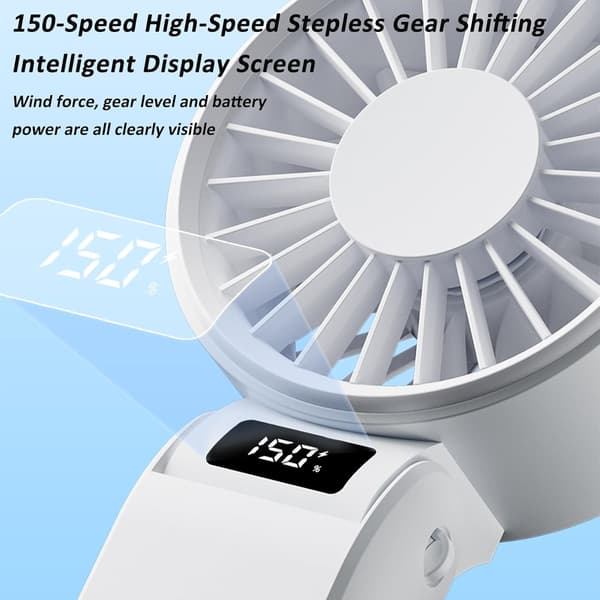 Håndholdt turboventilator med LED-display, foldbar halsventilator og skrivebordskøleventilator til sommer White