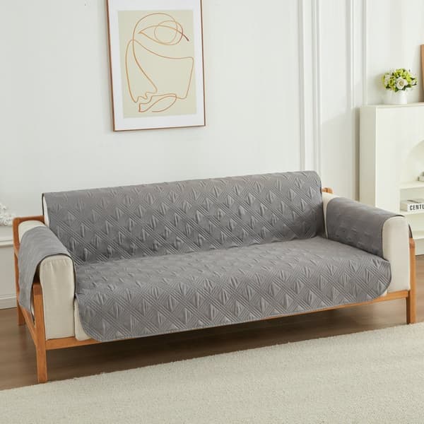 Vattentätt sofföverdrag 55×196cm, Halkfritt soffskydd med elastiskt band, Möbelöverdrag för husdjur och barn, Grå Grey 55x196cm