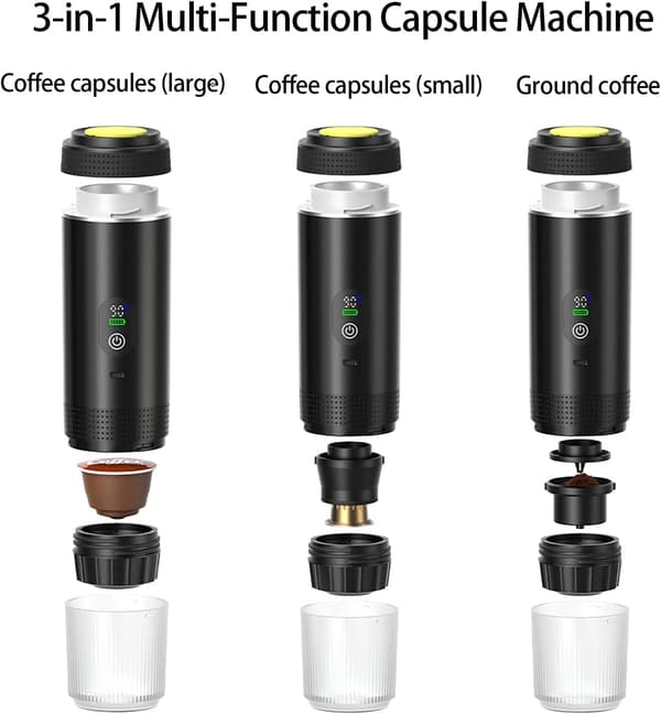 3-i-1 Espressomaskin Svart - Digital Kapslar & Malet Kaffe