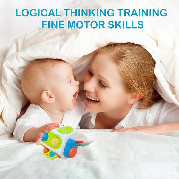 Activity Cube for Children 1+ Years, Montessori Toy with Multiple Functions for Fine Motor Skills and Learning Play