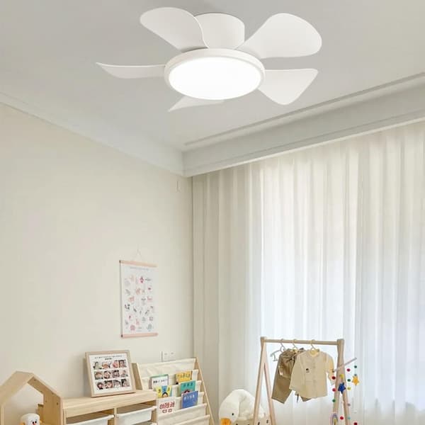 Ceiling fan with light 76 cm, 5 ABS blades, 3 color temperatures, remote control, 6 speeds and quiet motor White 76cm-Dual Control