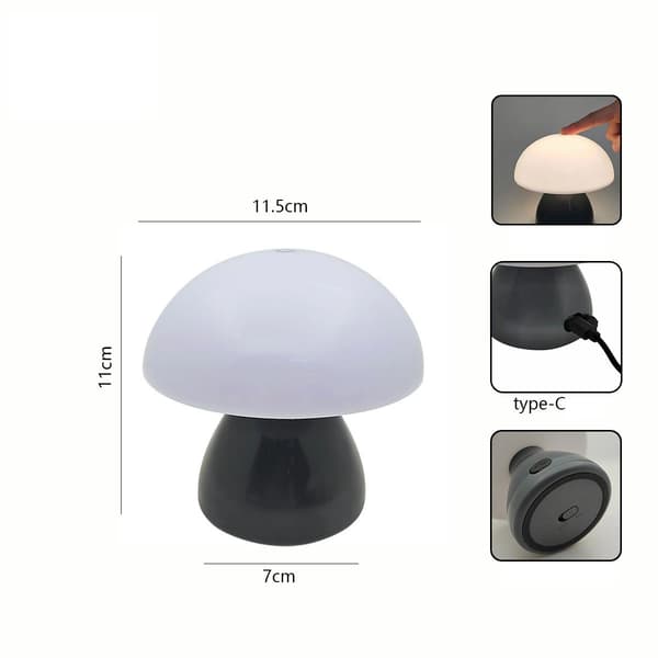 Svampe Natlampe Grå - Trykstyring Varm Hvid Soveværelsesstemning Beige