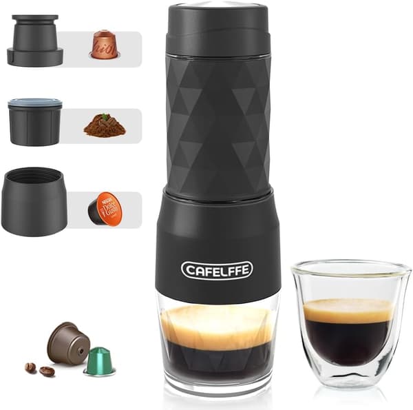 18 Bar Manuel Kaffemaskine - DG Kapsel Bærbar Sort Black