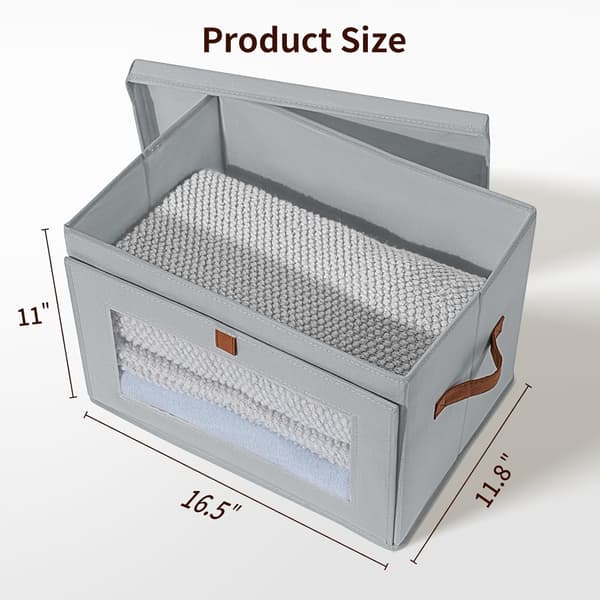 Fabric Storage Boxes with Lids 4/6 pcs, 42×30×28 cm, with Handles and Window for Home Grey 4 Pack