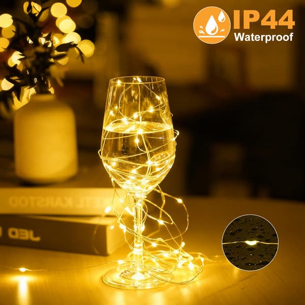 20M Uppladdningsbar LED-slinga 2-pack - Varmvit Timer Glittrande för julbröllop Yellow 2 PC-20 meters