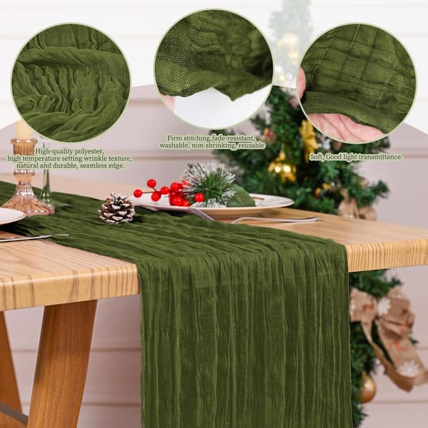 Bordslöpare Set om 4 - Armégrön Muslin 17x108in Boho Bröllop Army green
