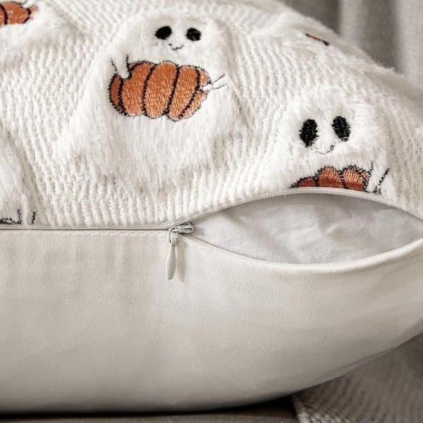 Halloween pudebetræk 45x45 cm, 2-pak spøgelse og græskar, dekorative sofapuder til stuen og festen