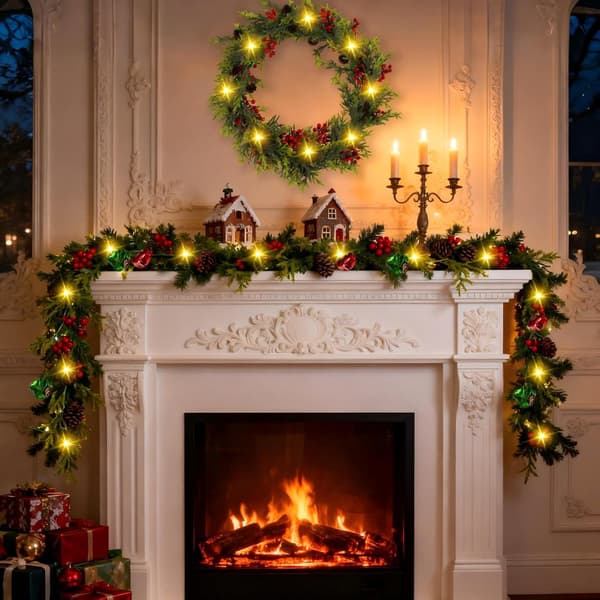 Norfolkgran guirlande 1,8m LED – blød plast, pejs With light-50cm
