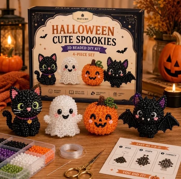 Halloween DIY Bead Kit, 3D Ghost for Handmade Decoration, Creative Craft and Gift for Beginners Halloween