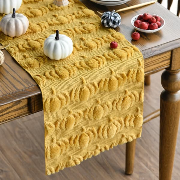 Fuskpäls Pumpa Löpare Gul 33x183 - Höst Bordsdekoration Yellow