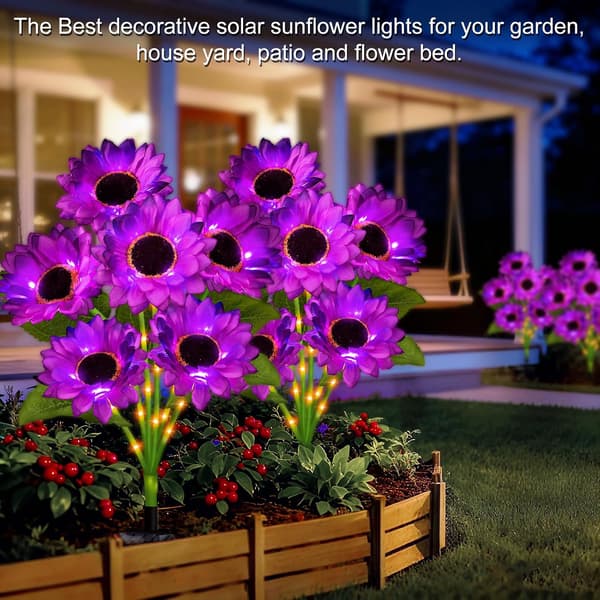 Solar Solros 6-pack - 36 Lila LED Auto-On Vattentät Trädgård Gräsmatta Kvinnor Present Purple 6 Pack