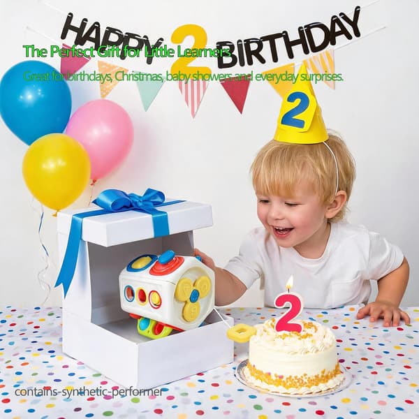 Activity Cube for Children 1+ Years, Montessori Toy with Multiple Functions for Fine Motor Skills and Learning Play
