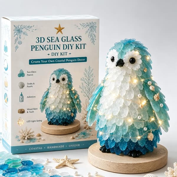 3D Havsglas Julgran Kit H - LED Träbas DIY Julpyssel Style 8