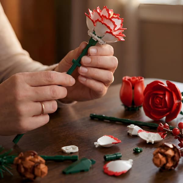 Byggesæt julerosebuket – kunstige blomster, voksensæt Style 5