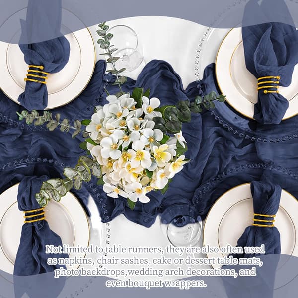 Bordslöpare Set om 4 - Marinblå Muslin 17x108in Boho Bröllop Navy blue