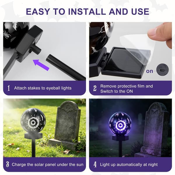 Solar Halloween Outdoor Light, IP65 Waterproof Decorative Lighting for Garden, Lawn, Yard and Pathway 4-PACK