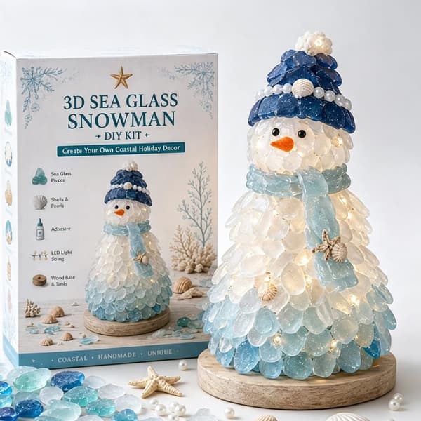 3D Havsglas Julgran Kit I - LED Träbas DIY Julpyssel Style 9