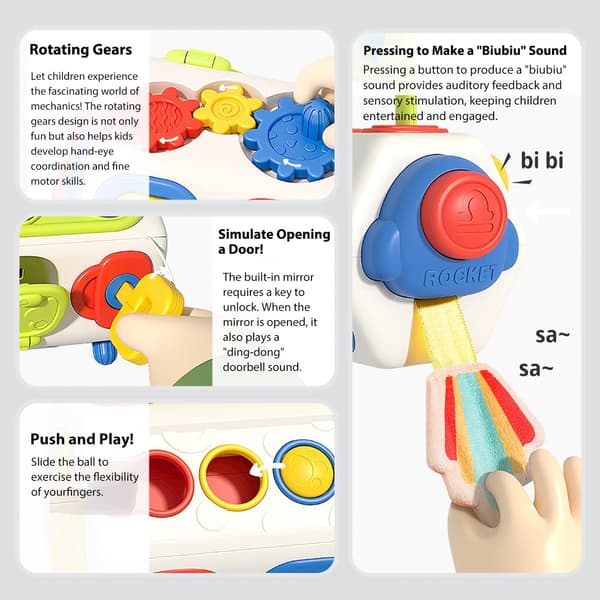 Activity Cube for Children 1+ Years, Montessori Toy with Multiple Functions for Fine Motor Skills and Learning Play