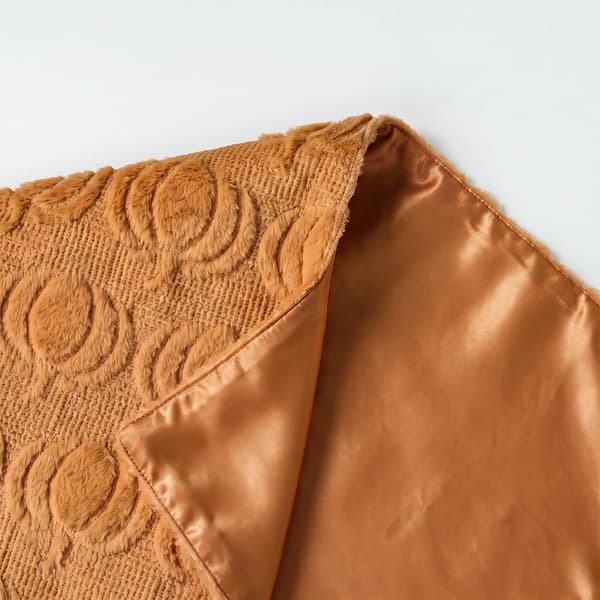 Faux Fur Græskar Bordløber Brun 33x183 - Efterårs Bordpynt Brown