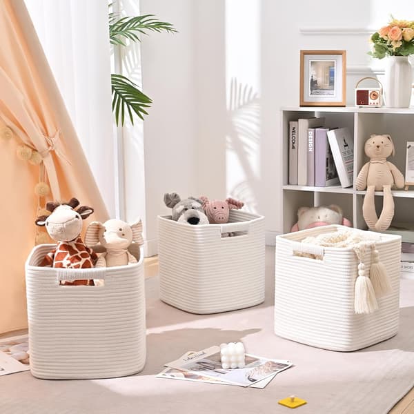 Cube basket 27cm cotton rope 6 pcs – white color 4 6 Pack