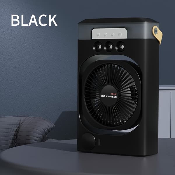 600 ml skrivebordsluftkøler ventilator luftfugter tåge 3-hastigheds USB bærbar køleventilator 120° oscillation hjemmekontor soveværelse Black