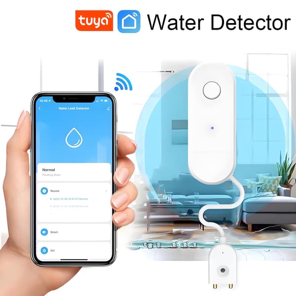 2-pack WiFi Vattenläckagesensor - Smart Översvämningsdetektor med Appaviseringar för Källare Lager Kontor 2 pcs