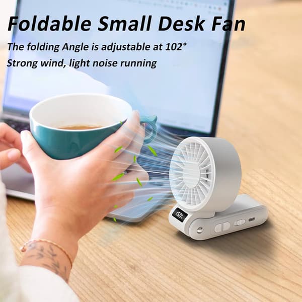 Håndholdt turboventilator med LED-display, foldbar halsventilator og skrivebordskøleventilator til sommer White