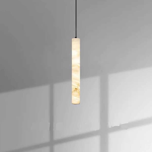Naturmarmor pendel 50cm sort – LED, varmt lys, moderne lysekrone Style 3