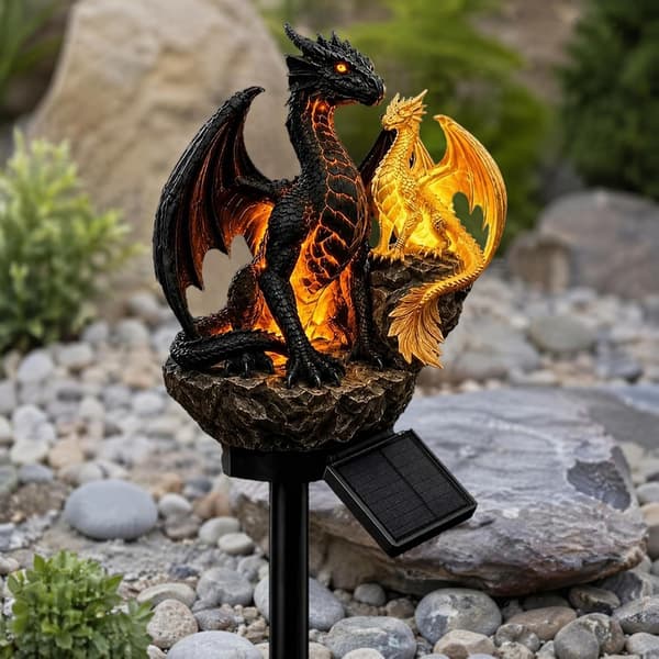 Solardrakstaty 2-pack - LED-harts väderbeständig trädgårdsveranda drakkollektorgåva Black 2 PCS