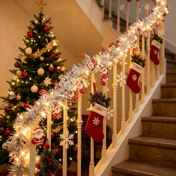 Battery-powered LED light string for Christmas, multi-colored 3 m 30 LED/5.7 m 40 LED for Christmas tree, window, balcony and party Silver 5.7M 40LED