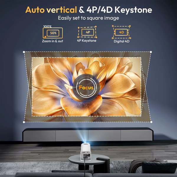 3 Pro 4K Miniprojektor - 300 ANSI Lumen, WiFi 6, Android för utomhusbio