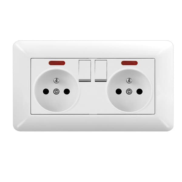 1/2 pcs Double Wall Socket 16A – Double Switch with LED, Recessed 240V Home and Office 1pc