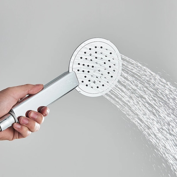 Duschsystem i borstad nickel - Vattenfall, massagestrålar, väggmonterad panel Silver Silver