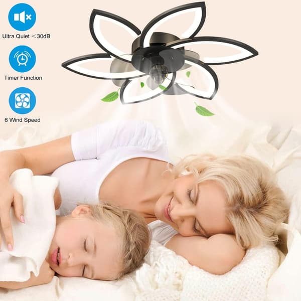 Dimbar LED Takvifte, Ø78cm, 3 Lysfarger, Fjernkontroll & App-styring, 6 Hastigheter, Timer Black