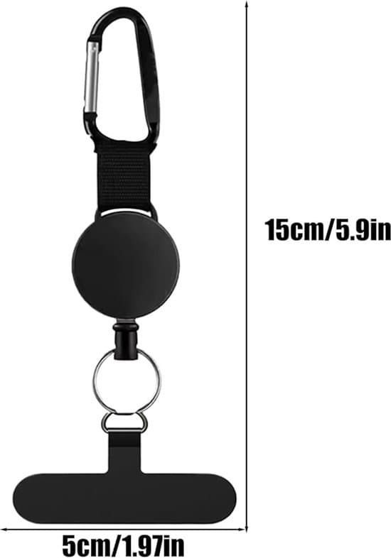 Retractable Phone Lanyard with Keychain 1/2 pc – Cut-Proof Security Cable for Mobile Phone – Phone Accessory with Carabiner B-2pcs