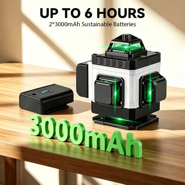 Smart APP-styrd lasernivå - 16 linjer, 360° självnivellerande, 2 batterier ingår S1