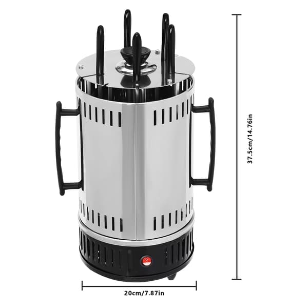 Savuton pystygrilli 1000W - Pyörivä kebab-kone 5 vartaalla 5 Skewers